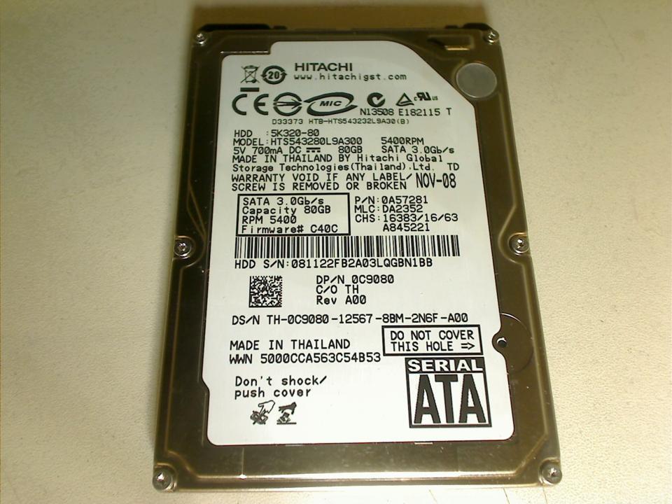 HDD Festplatte 2,5" 80GB (SATA) 5K320-80 Hitachi