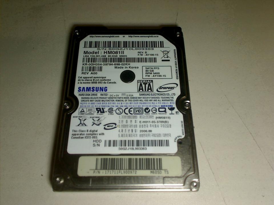 HDD Festplatte 2,5" 80GB (SATA) HM080II Samsung