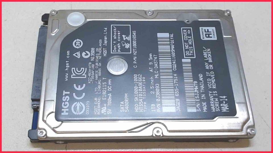 HDD Festplatte 2,5" HGST 1TB 1000GB 5K1000-1000 Apple iMac 21" A1418