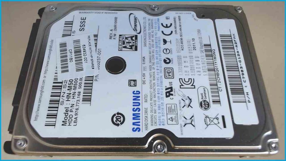 HDD Festplatte 2,5\" Samsung HN-M500MBB SATA Packard Bell Easynote P7YS0 LS11HR