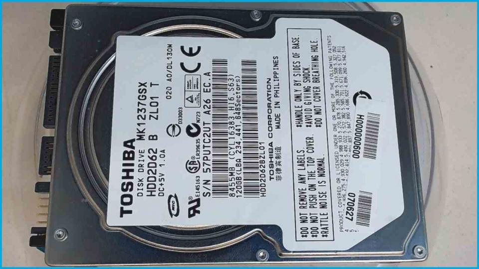 HDD Festplatte 2,5\" Toshiba 120GB HDD2D62 (SATA) Amilo Pa 3553 MS2242
