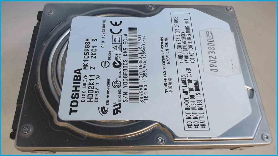 HDD Festplatte 2,5" Toshiba 1TB 1000GB 5400RPM SATA HDD2K11 (Neuwertig 51h)