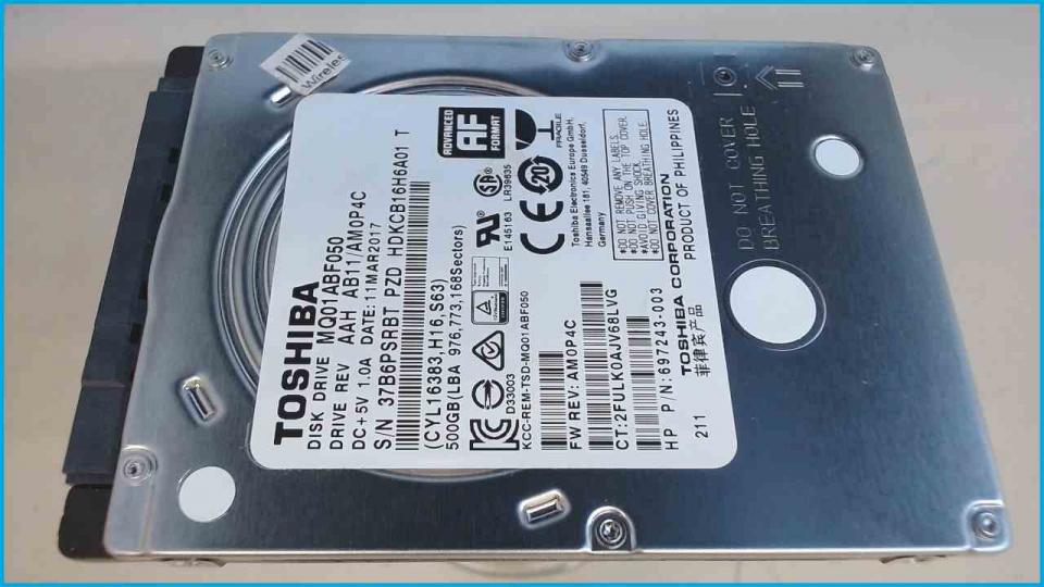 HDD Festplatte 2,5" Toshiba 500GB SATA III 8MB MQ01ABF050 (863h)