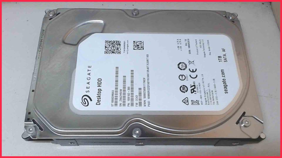 HDD Festplatte 3,5"  1TB 1000GB SATA 7200 RPM Seagate ST1000DM003 (1043h)