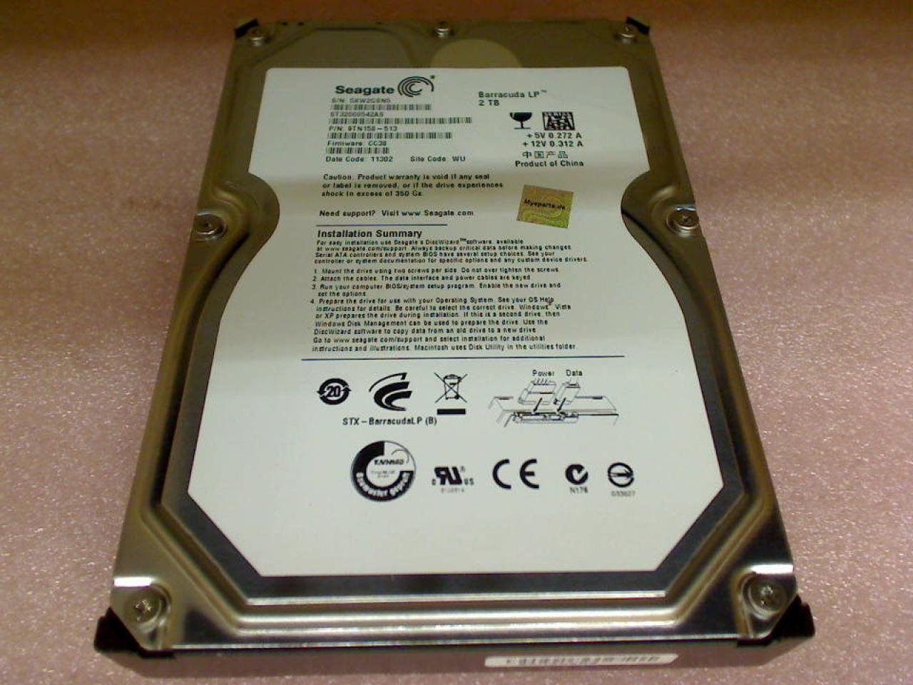 HDD hard drive 3.5" 2 TB SATA Seagate ST32000524AS Iomega StorCenter ix2-200