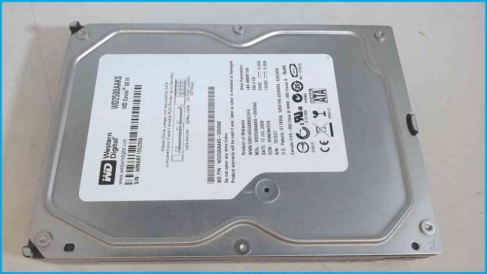 HDD hard drive 3.5" 250GB Western Digital WD2500AAKS SATA (27980h)