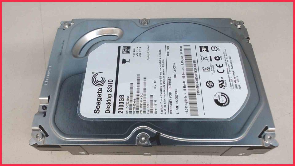 HDD hard drive 3.5" 2TB 2000GB SATA 7200RPM SSHD Seagate ST2000DX001 Hybrid