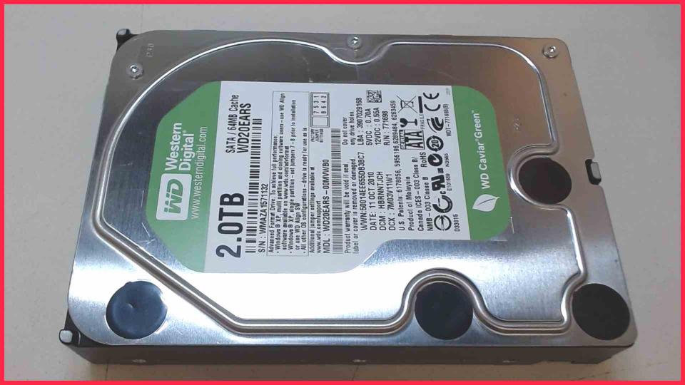 HDD Festplatte 3,5"  2TB 2000GB SATA Western Digital WD20EARS (21h)