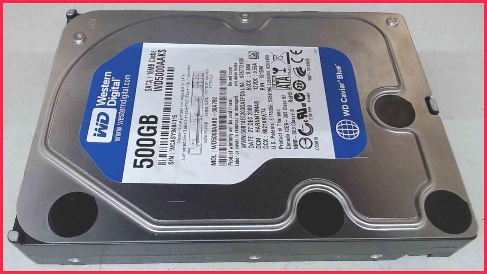 HDD Festplatte 3,5" 500GB 7200 RPM 16MB SATA Western Digital WD5000AAKS (3220h)