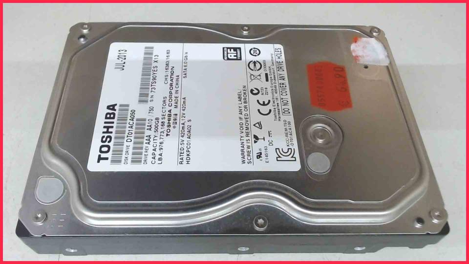 HDD hard drive 3.5" 500GB SATA 7200RPM Toshiba DT01ACA050 (2985h)