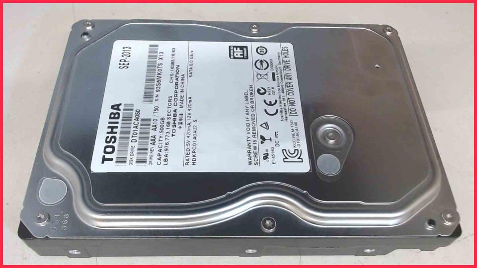 HDD Festplatte 3,5" 500GB SATA 7200RPM Toshiba DT01ACA050 (945h)