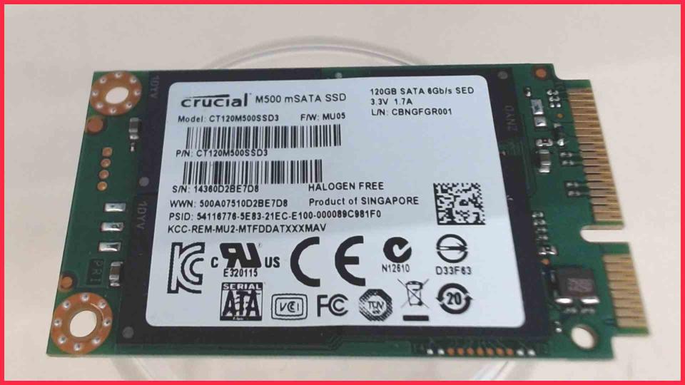 HDD SSD Festplatte 120GB crucial M500 mSATA Schenker XMG C504 P35
