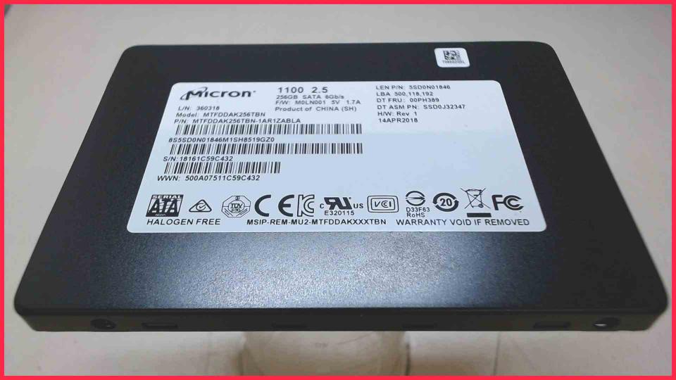 HDD SSD Festplatte  2.5" 256GB Micron MTFDDAK256TBN SATA (329h)