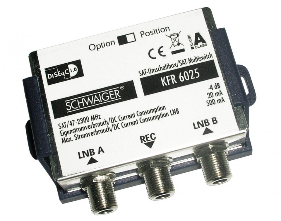 SAT-Umschaltbox DiSEqC 2.0 Schalter (2_1) KFR 6025 Schwaiger Neu OVP