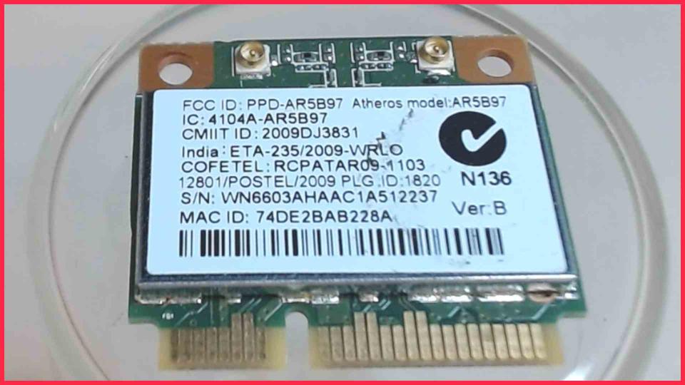 Wlan W-Lan WiFi Karte Board Modul Platine AR5B97 Aspire 7750G P7YE0