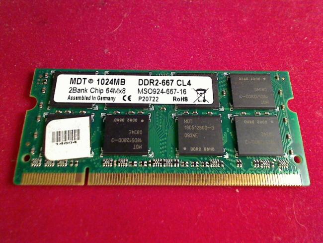 1GB MDT MSO924-667-16 DDR2-667 SODIMM 1024MB Ram Arbeitsspeicher Asus F2Hf