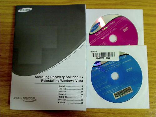 Recovery DVD incl. Beschreibung Treiber Samsung NP-R70
