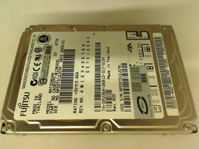 60GB Fujitsu MHT2060AH 2.5" IDE HDD aus Dell Inspiron 6000 PP12L