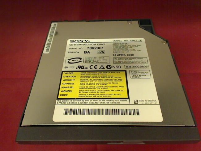 CD-R/RW DVD-Rom CRX810E mit Blende & Halterung Sony PCG-8A3M PCG-GRX315MP