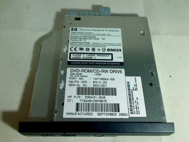DVD-ROM / CD-RW DRIVE mit Blende & Halterung DW-224E -A59 HP Compaq NX6000