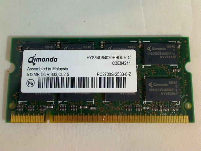 512MB DDR 333 PC2700S Qimonda SODIMM Ram Acer TravelMate 290 292LMi