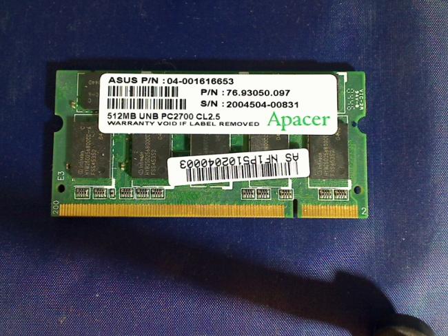 512MB DDR PC2700 Apacer SODIMM Ram Arbeitsspeicher Asus W1000
