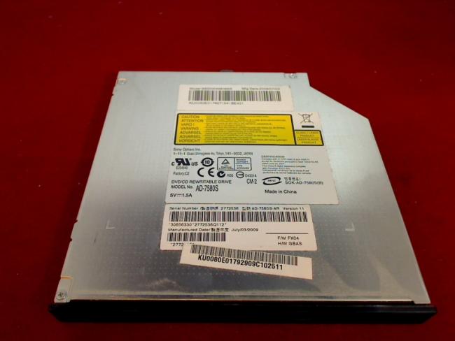 DVD Brenner SATA AD-7580S mit Blende & Halterung eMachines G620 ZY5D eMG620