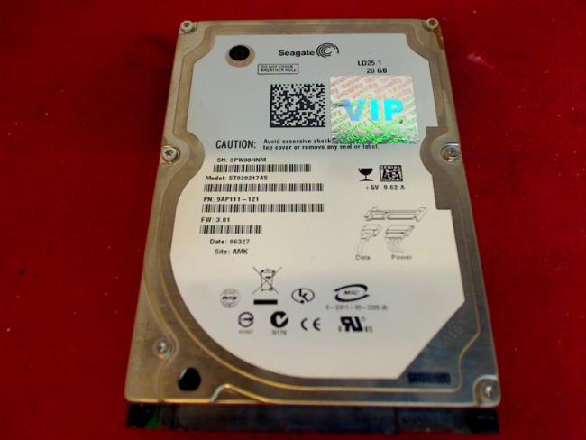 20GB Seagate ST920217AS 2.5\" IDE HDD Festplatte Acer Travelmate 4670
