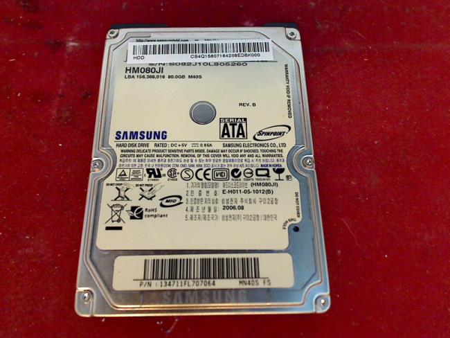 80GB Samsung HM080JI 2.5" SATA HDD Festplatte Medion MD97900 WAM2020
