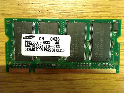 512 MB Ram Arbeitsspeicher DDR PC2700 Gericom EGO 1580