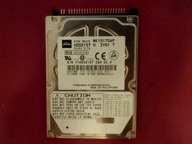 10.05 GB Toshiba MK1517GAP HDD2157 2.5" IDE Festplatte Packard Bell Argo C ARGC1