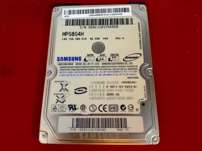 80GB Samsung MP0804H IDE 2.5" HDD Festplatte Siemens LifeBook C1110