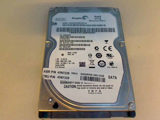 250GB ST9250315AS 2.5" SATA HDD Festplatte Lenovo X201 3680-5B8