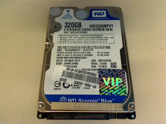 320GB WD3200BPVT SATA 2.5" HDD Festplatte Medion S4216 MD99080