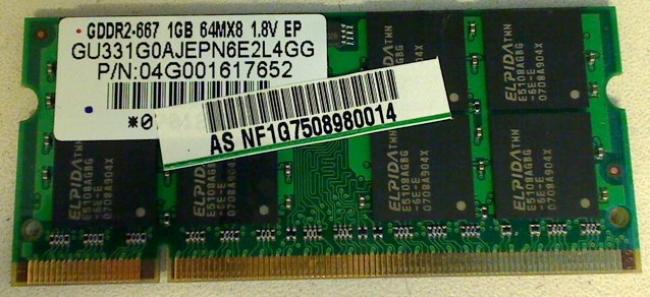 1GB DDR2 667 SODIMM RAM Arbeitsspeicher Asus G2S