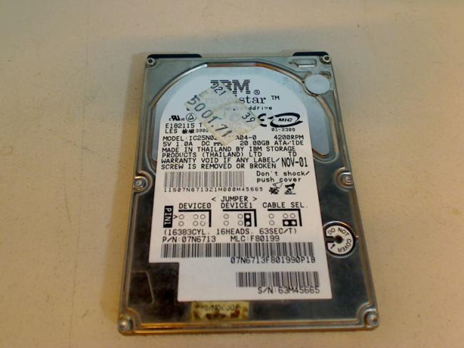 20GB IBM IC25N020ATDA04-0 2.5" IDE HDD Fujitsu Siemens AMILO M7424