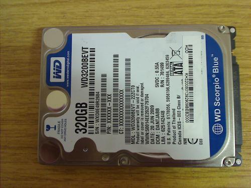 320 GB HDD Festplatte Western Digital WD3200BEVT 2.5" SATA -DEFEKT- (6)