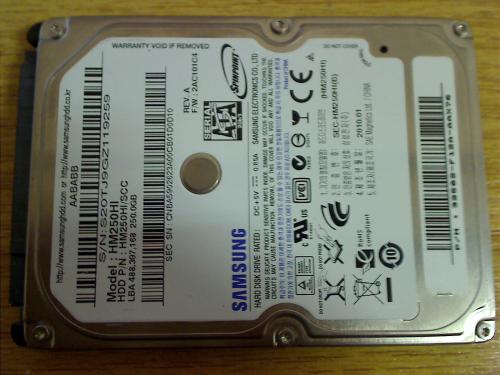 250 GB HDD Festplatte Samsung HM250HI 2.5" -DEFEKT- (10)
