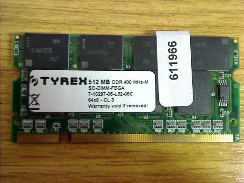 512 MB Ram Arbeitsspeicher TYREX DDR 400 MHz aus Clevo M55J M550J