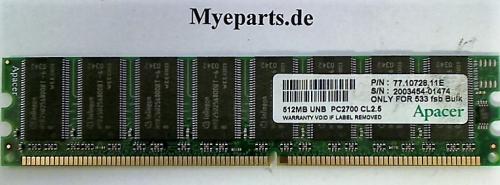 512MB PC2700 Apacer Ram Memory Arbeitsspeicher Gericom Hummer