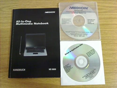 Recovery DVDs & Handbuch für Medion md98000